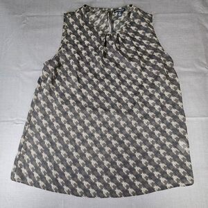 Cynthia Rowley Women's Printed Sheer Tank Black White Career Blouse Size Medium